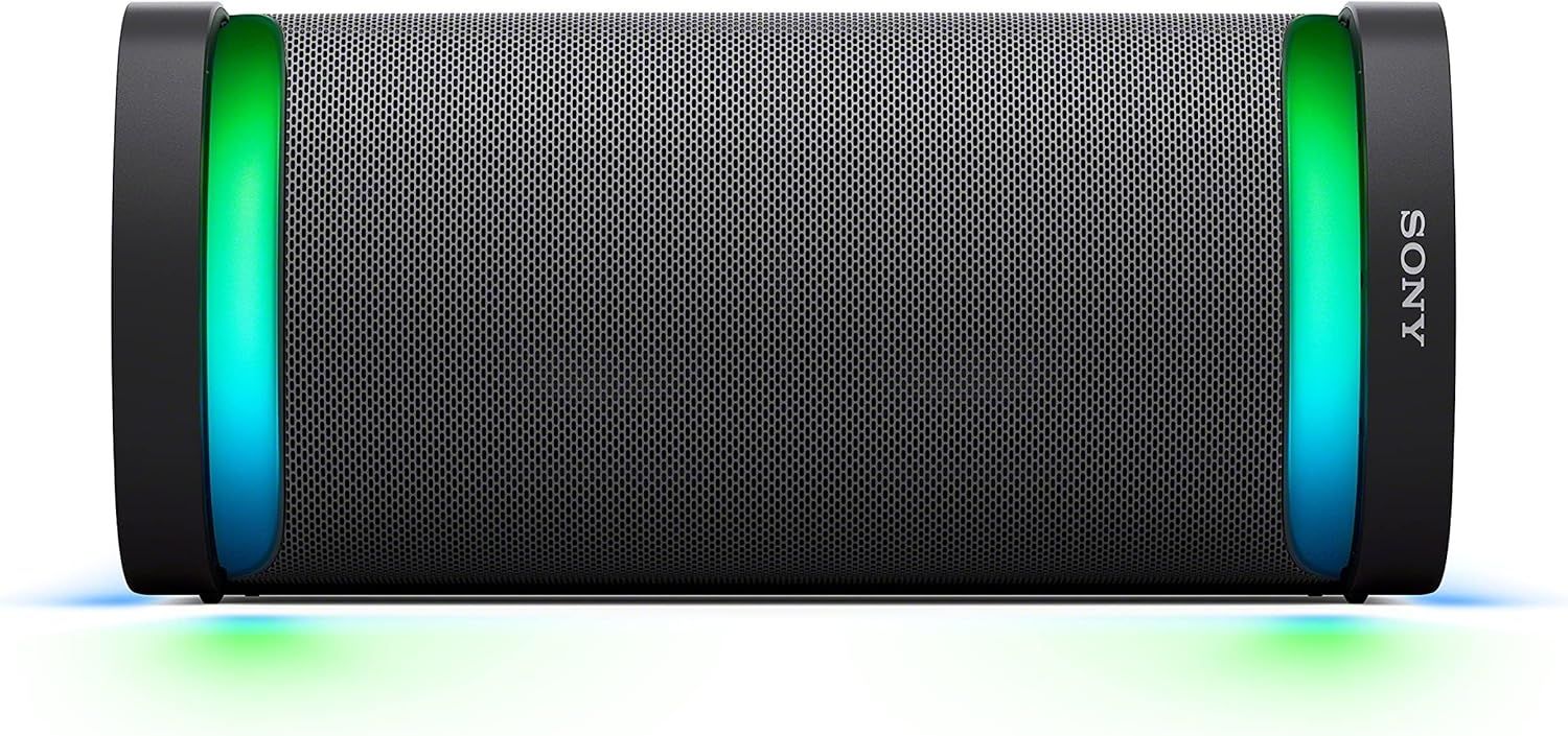 Showcases the speaker's colorful LED lighting feature to communicate visual appeal and party-ready ambiance.