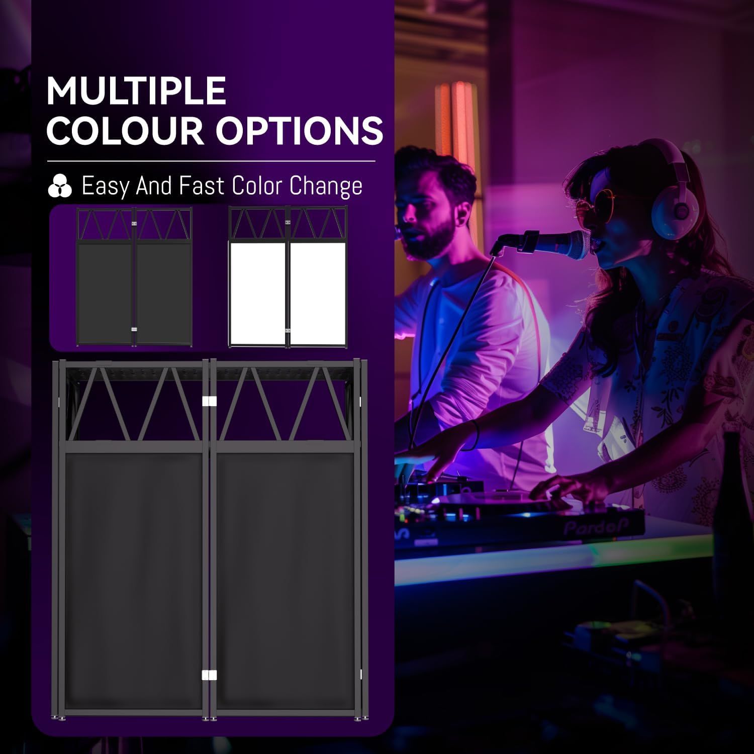 Communicates that the product offers multiple color options and allows for easy and fast color changes, giving shoppers flexibility in customization.