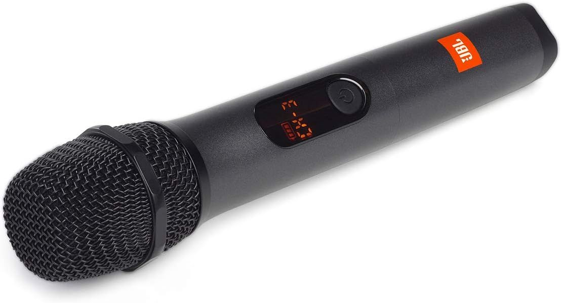 Shows the wireless microphone in a clean, isolated view to help shoppers see the product design, digital display, and overall appearance without distractions.