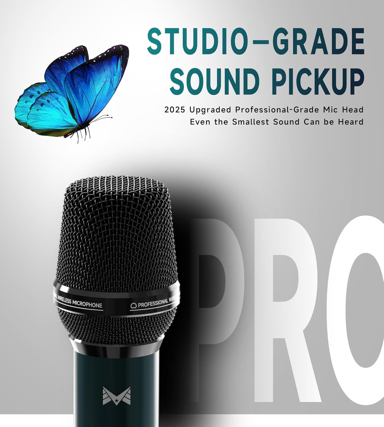 Communicates that the microphone has professional-grade audio capture capability that can pick up even the smallest sounds, reassuring shoppers of its superior sound quality.