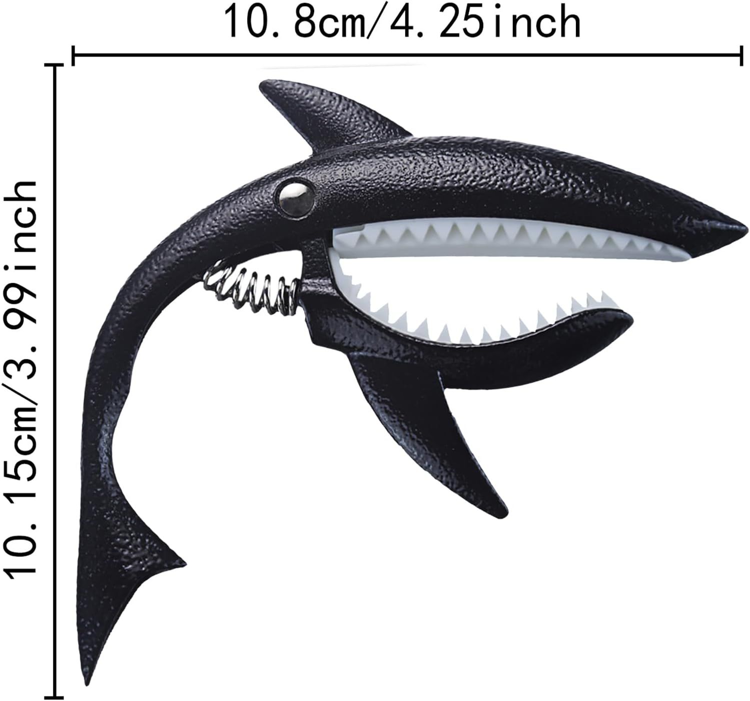 Communicates the precise physical dimensions of the shark-shaped product to help shoppers understand its actual size before purchase.
