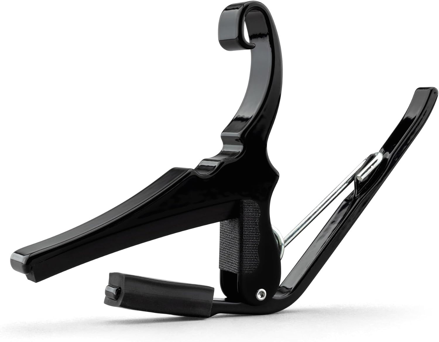 Shows the product in a clean, professional setting to help shoppers visualize the physical form and design of the capo without text or feature callouts.