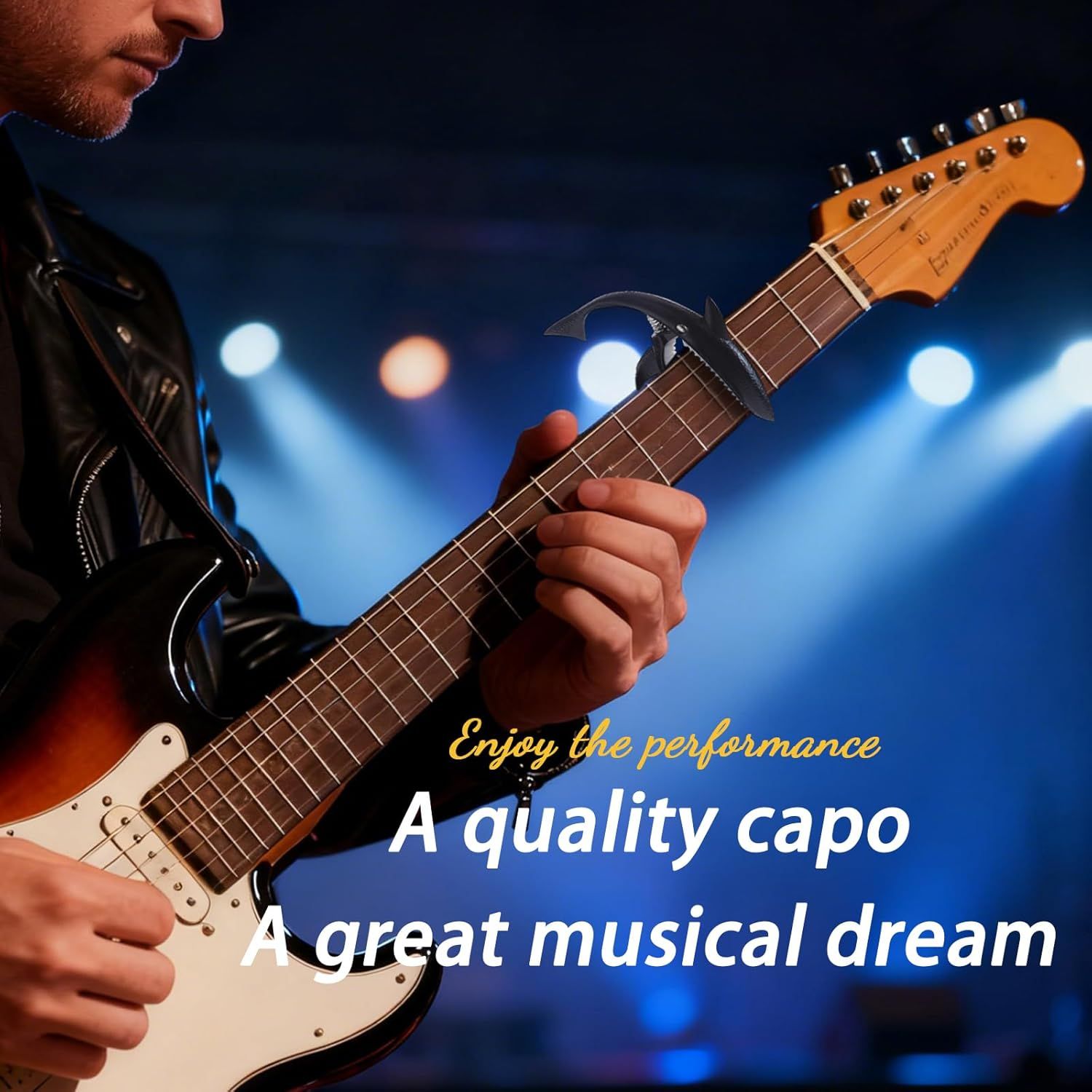 Highlights the quality and performance benefits of the guitar capo to reassure musicians that it will enhance their playing experience.