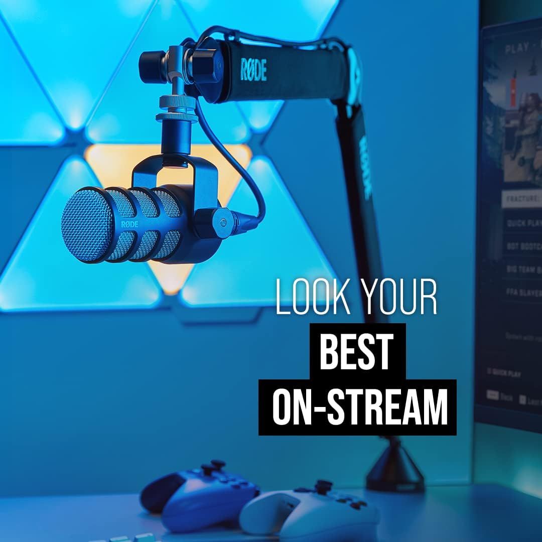 Demonstrates the product's use case for streaming and online content creation, showing how the microphone helps users look professional on-stream.
