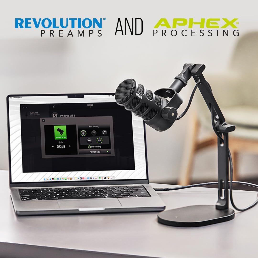 Demonstrates that the microphone is compatible with Revolution Preamps and APHEX Processing software, reassuring shoppers that the product integrates seamlessly with professional audio processing…
