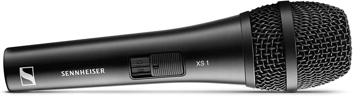 Displays the physical design and key components of the microphone including the mesh grille, control buttons, brand logo, and model designation to help shoppers understand the product's build and…