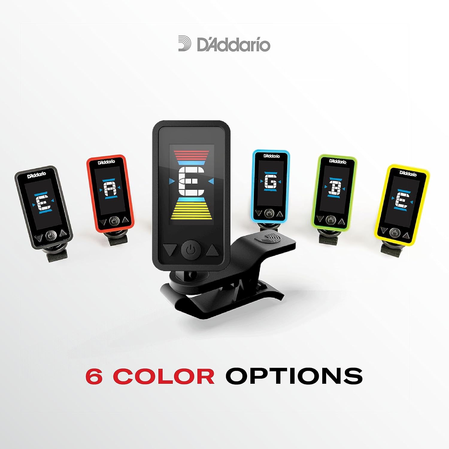 Shows shoppers the six available color options for the tuner to help them select their preferred style.