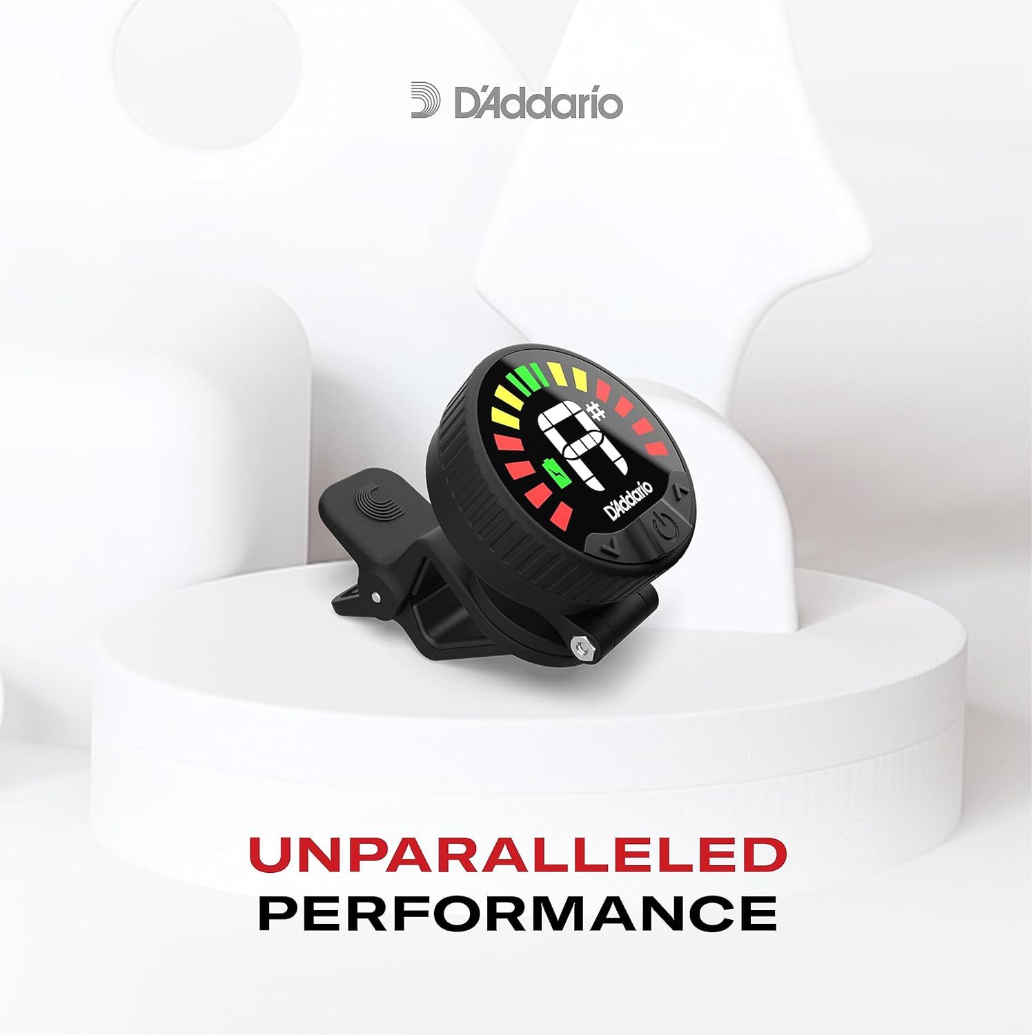 Communicates the superior performance quality of the D'Addario tuner to reassure musicians of its reliability and effectiveness.