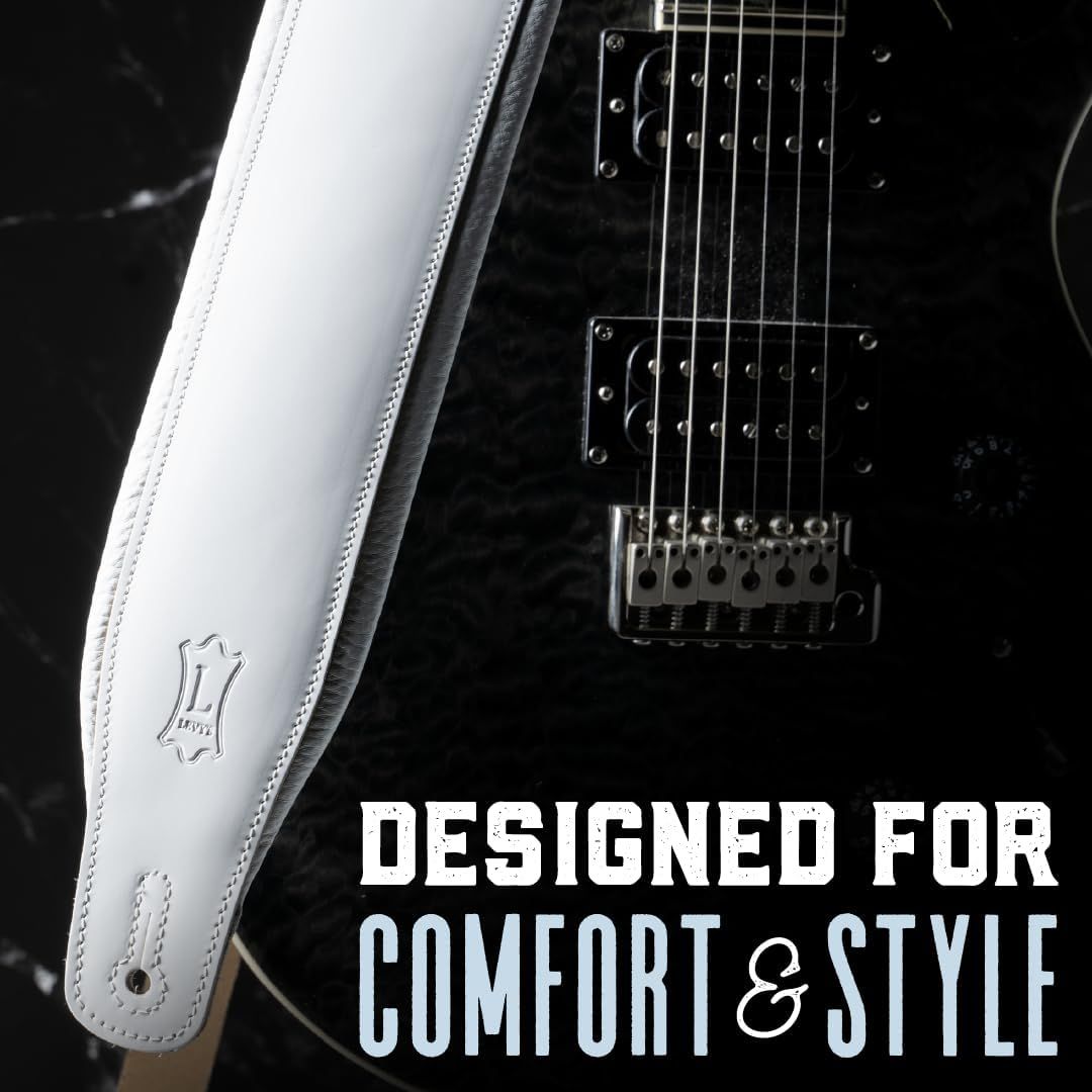 Communicates that the guitar strap is designed to provide both comfort during use and stylish aesthetics, appealing to musicians who value both function and appearance.