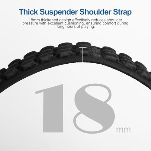Highlights the 18mm thickened shoulder strap design that reduces shoulder pressure and provides cushioning for comfort during extended use.