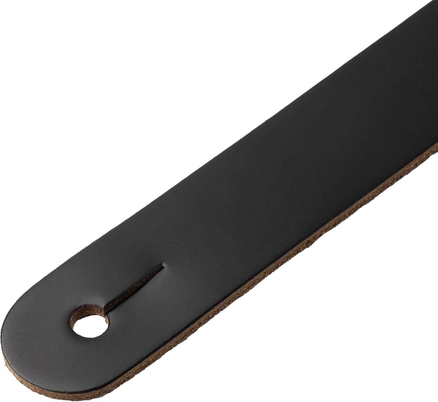 Shows the physical construction and material layers of the product, highlighting the leather surface and backing to communicate quality and durability.