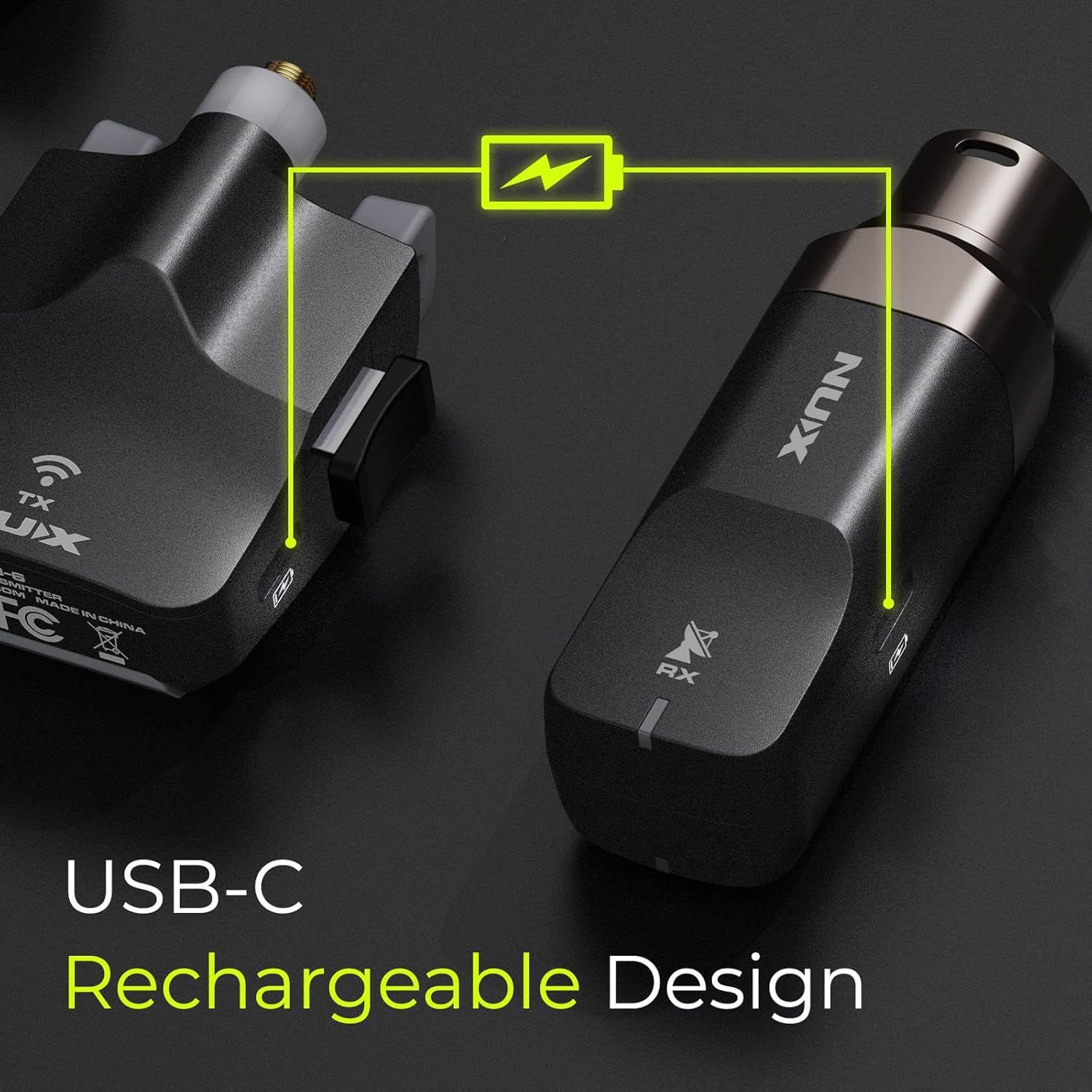 Communicates that the wireless earbuds feature a convenient USB-C rechargeable design, eliminating the need for disposable batteries and offering modern charging compatibility.