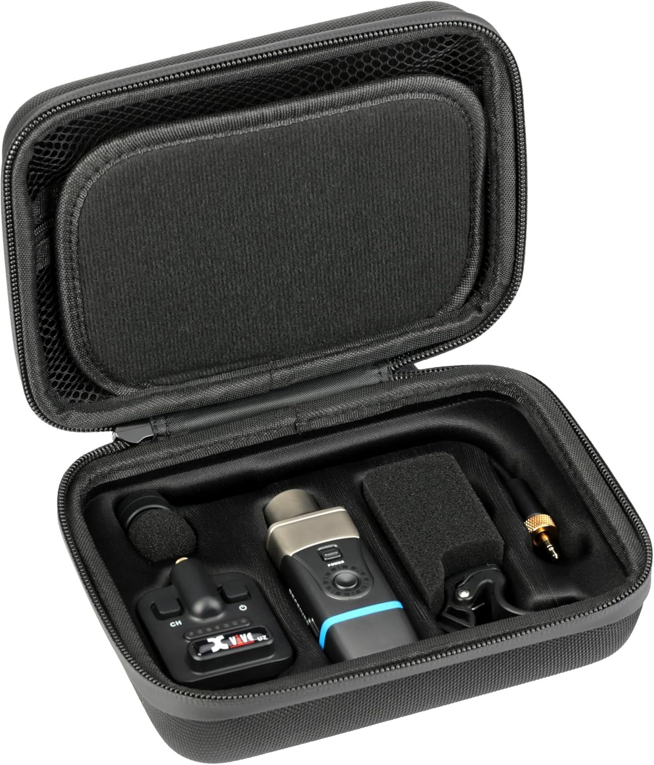 Shows the customer everything included in the package, demonstrating that the product comes with a protective carrying case and multiple accessories neatly organized in custom-fit compartments.