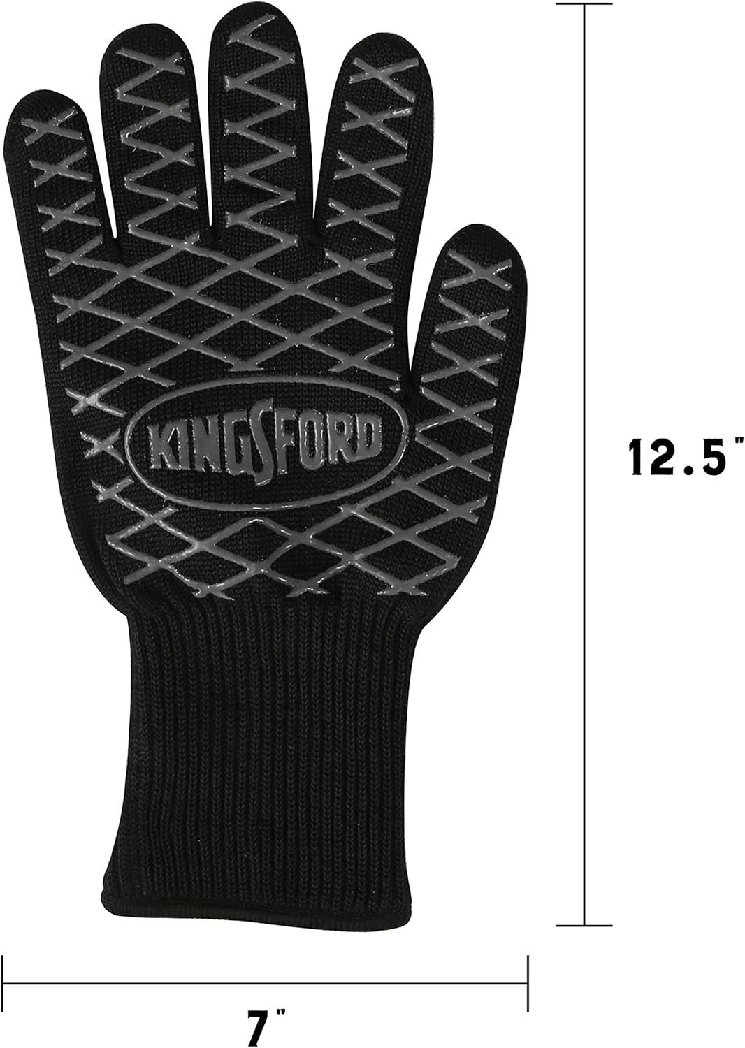 Communicates the exact physical dimensions of the glove (12.5 inches tall by 7 inches wide) to help shoppers understand the size and fit before purchasing.