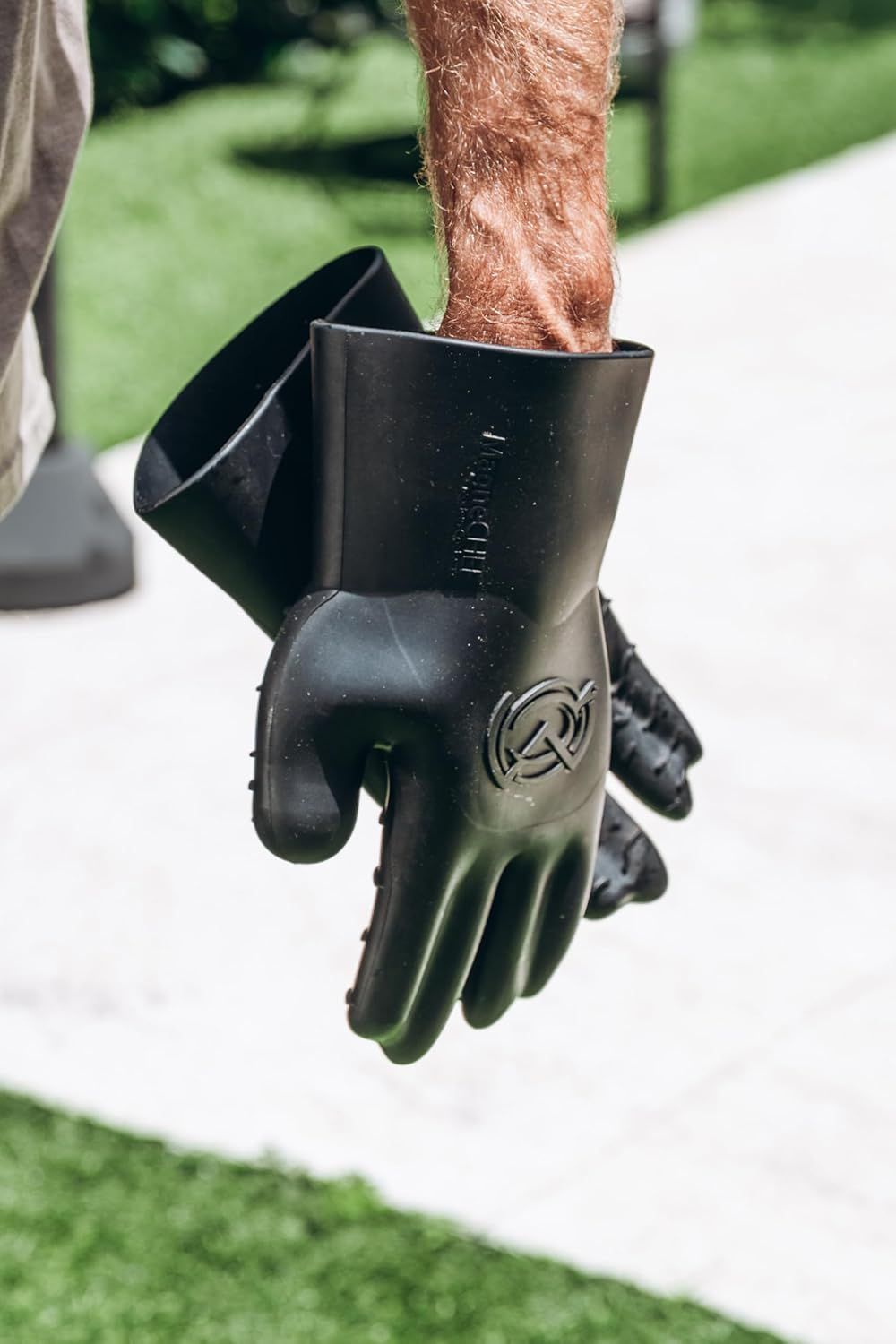Shows the product being worn in a real-world outdoor setting to help shoppers visualize how the gloves look and fit during actual use.