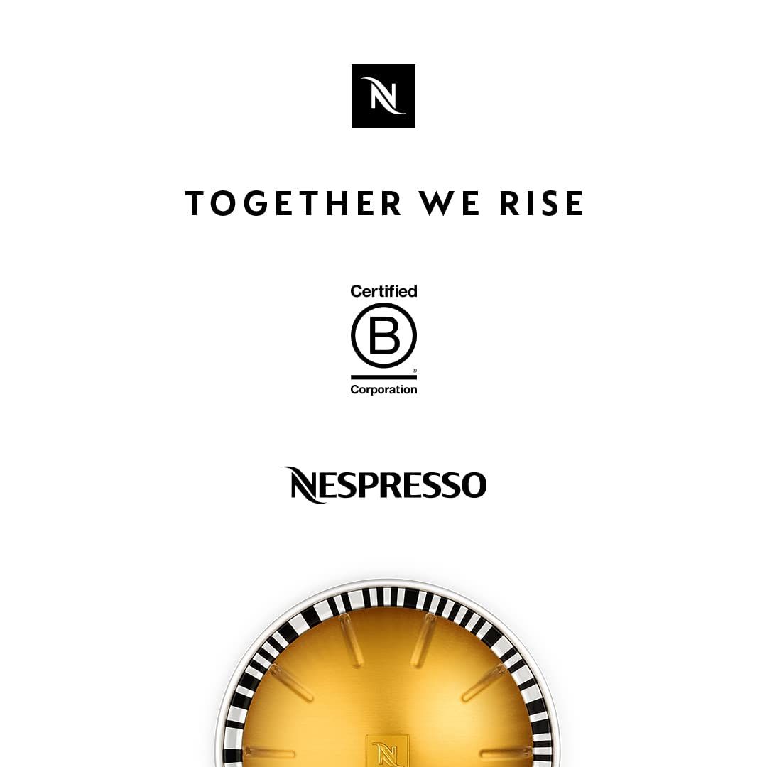 Emphasizes Nespresso's brand identity and social responsibility through the slogan Together We Rise and Certified B Corporation badge to build trust and emotional connection with socially conscious…