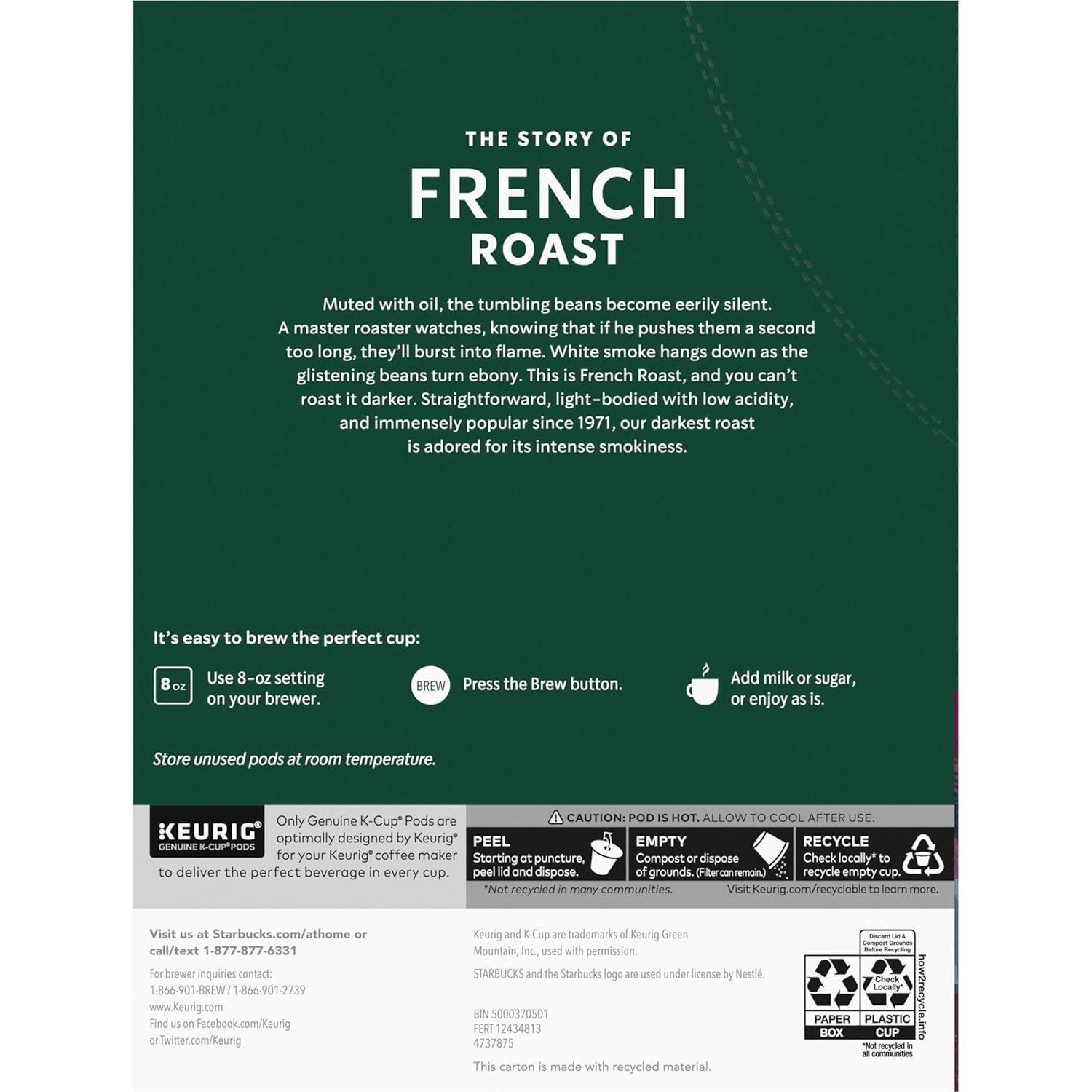 Communicates the brand story and heritage of French Roast coffee while providing simple brewing instructions to help customers understand the product and how to use it.