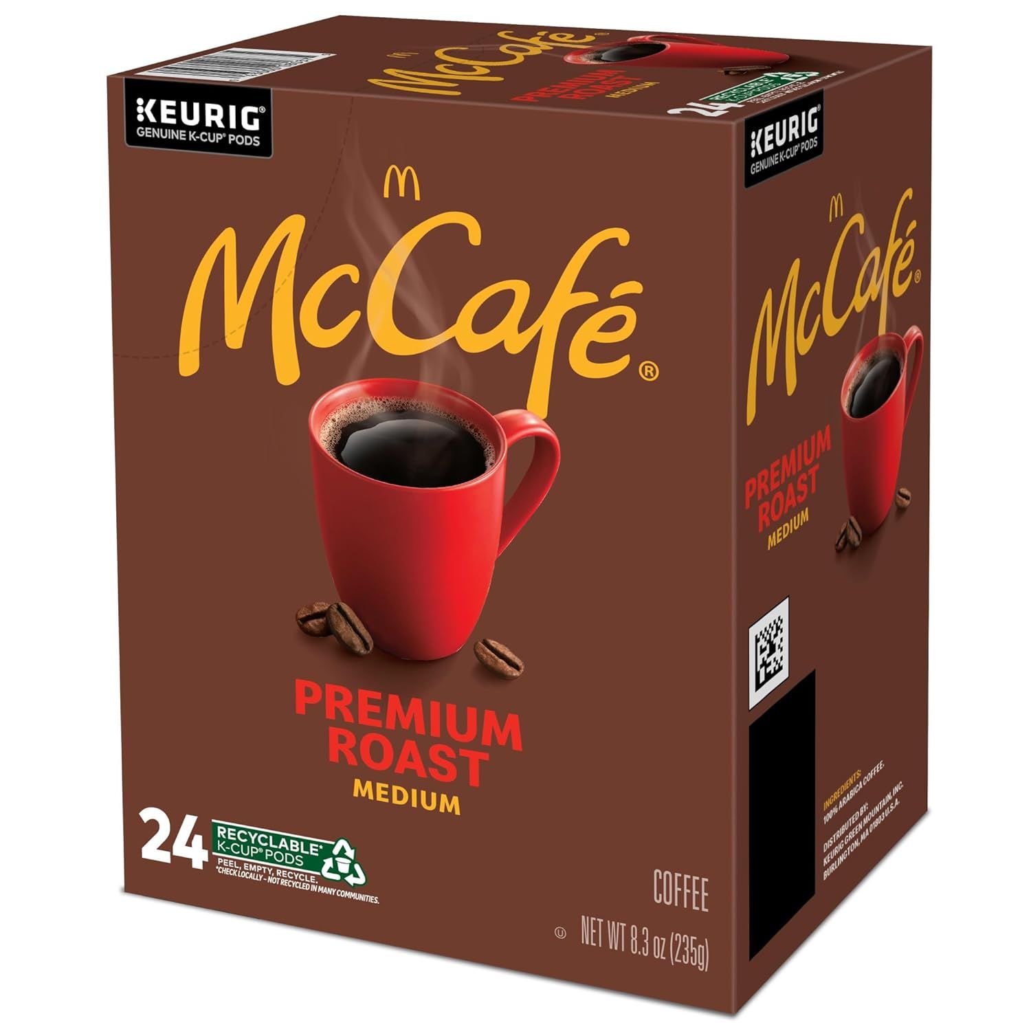 Communicates the product's premium roast quality and medium strength to help shoppers understand the coffee flavor profile and quality level.