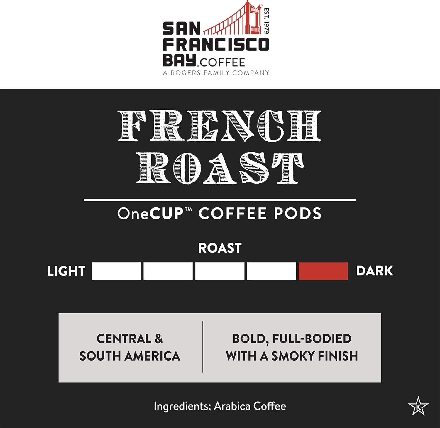 Communicates multiple product attributes including the dark roast level, Central and South American origin, and bold smoky flavor profile to help shoppers understand what to expect from this coffee.