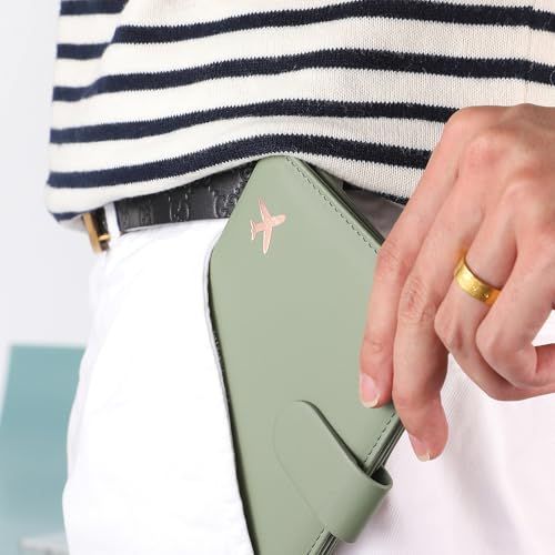 Shows the product being used in a real-world fashion context to help shoppers visualize how the wallet looks when carried and styled with everyday outfits.