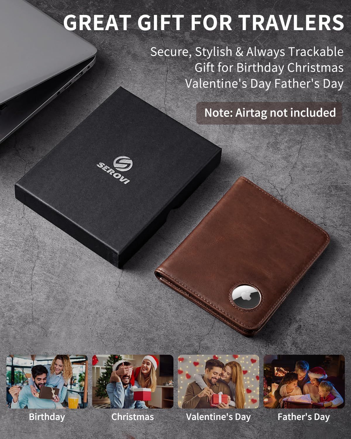 Positions the product as an ideal gift for travelers across multiple holidays and special occasions including Birthday, Christmas, Valentine's Day, and Father's Day. Demonstrates the product's…