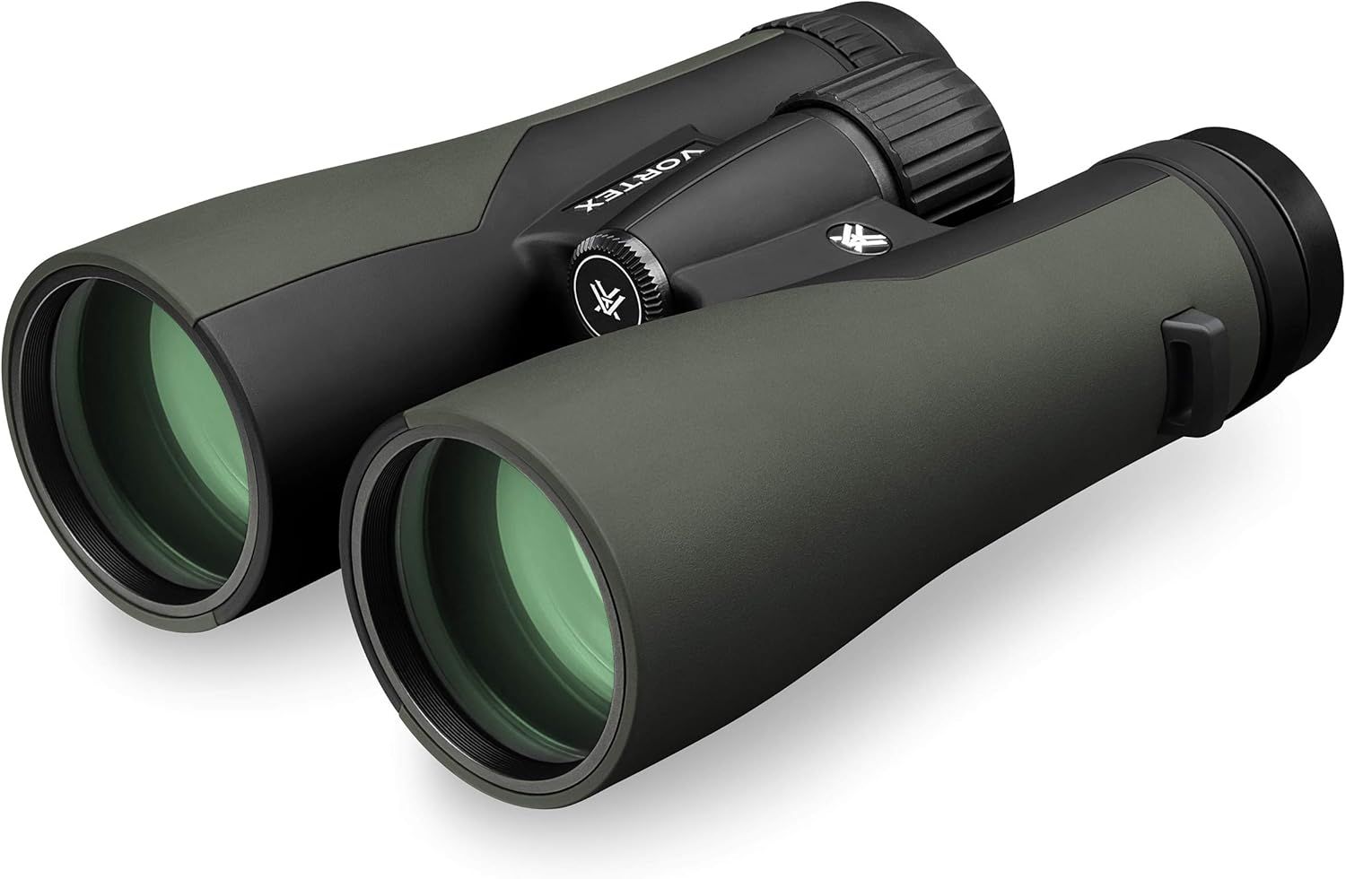 Displays the binoculars in a clean catalog-style format to show the product design and build quality without distractions.