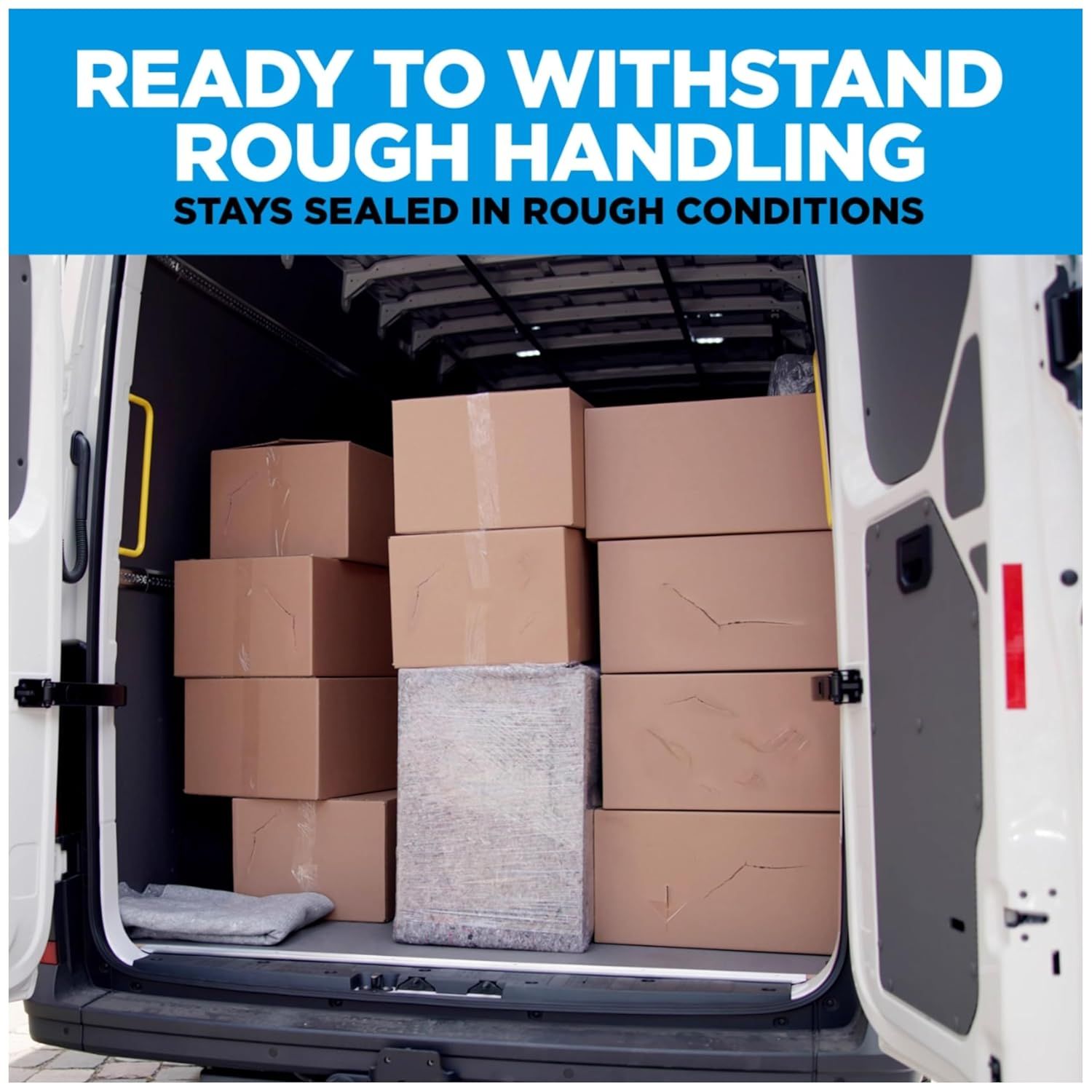 Communicates that the product can withstand rough handling and harsh conditions during shipping or transport, reassuring customers about its durability and reliability.