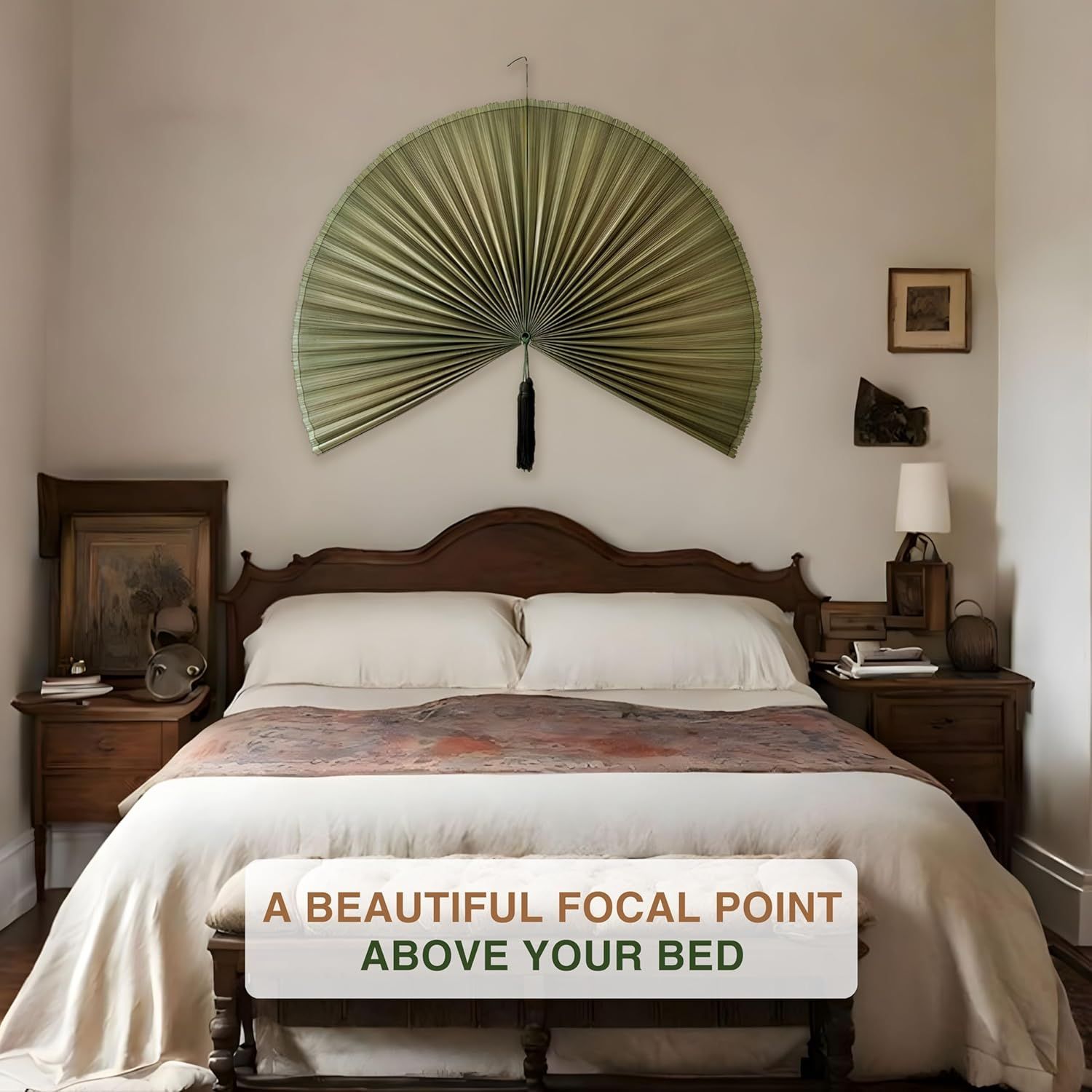 Demonstrates how the product serves as an attractive decorative focal point above a bed to enhance bedroom aesthetics.