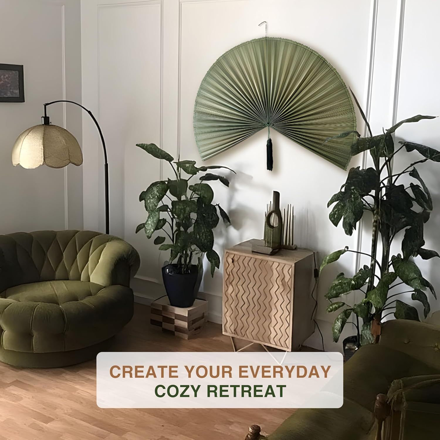 Showcases the product in a styled, real-world living room setting to help shoppers visualize how it fits into their home and creates a cozy, inviting atmosphere.