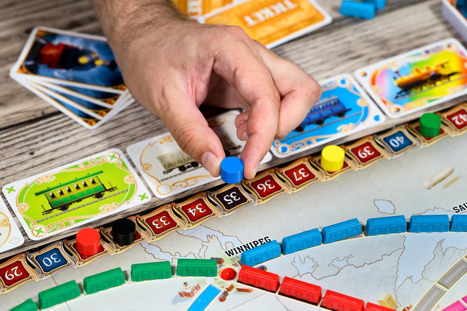 Shows the product being actively used in a real-world setting to help shoppers visualize the gameplay experience and understand how the game is played.