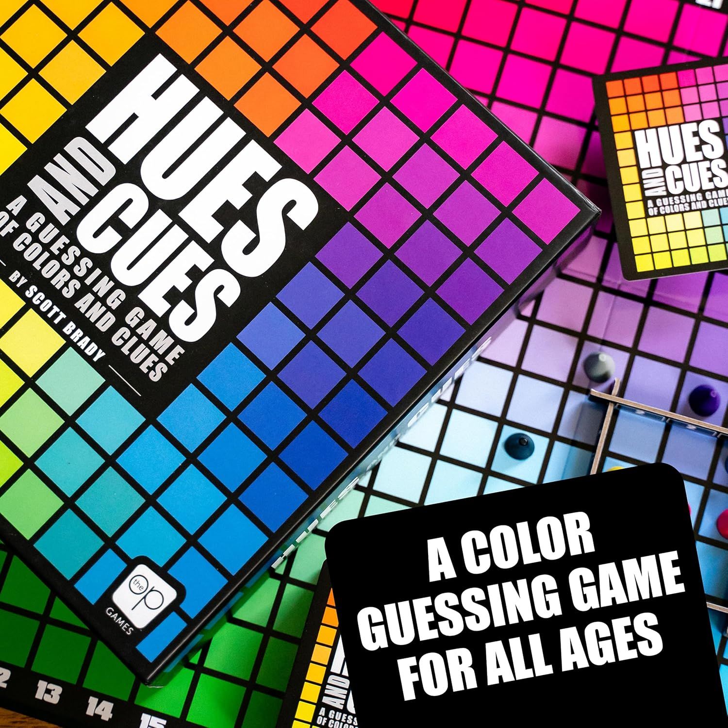 Shows all the components included in the game package to help shoppers understand what they receive when purchasing this color guessing game.