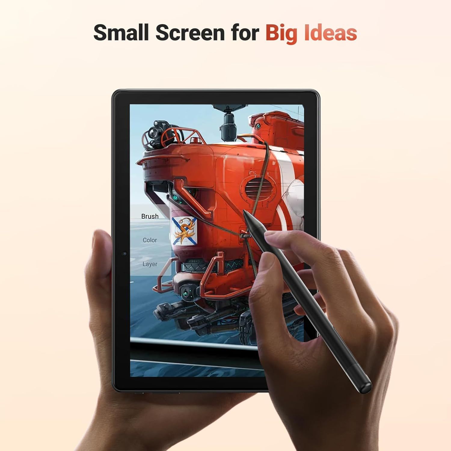 Demonstrates the tablet's capability for creative work and digital art, showing that despite its compact size, it can handle sophisticated creative applications with stylus support.