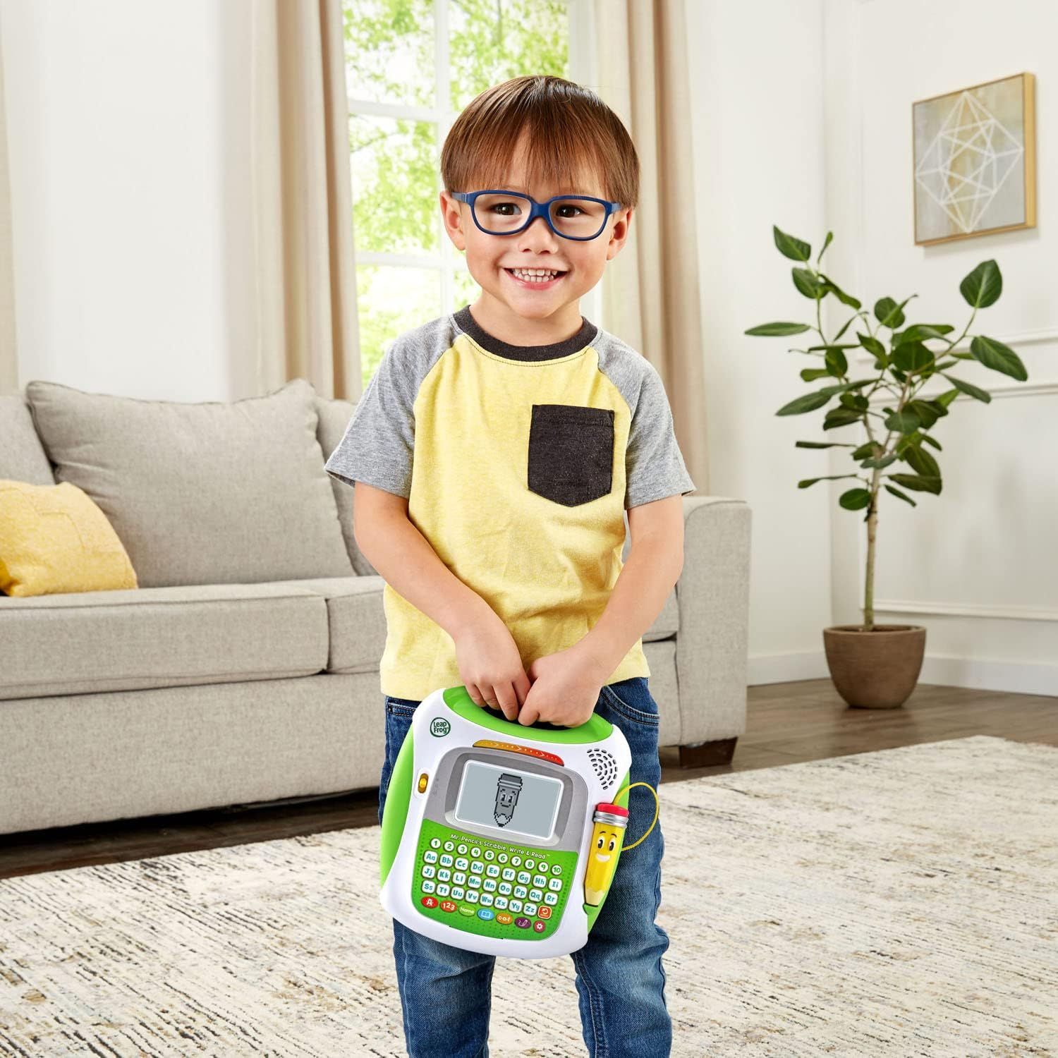 Shows the product in a real-world home setting to help shoppers visualize how the toy fits into everyday life and appeals to children.