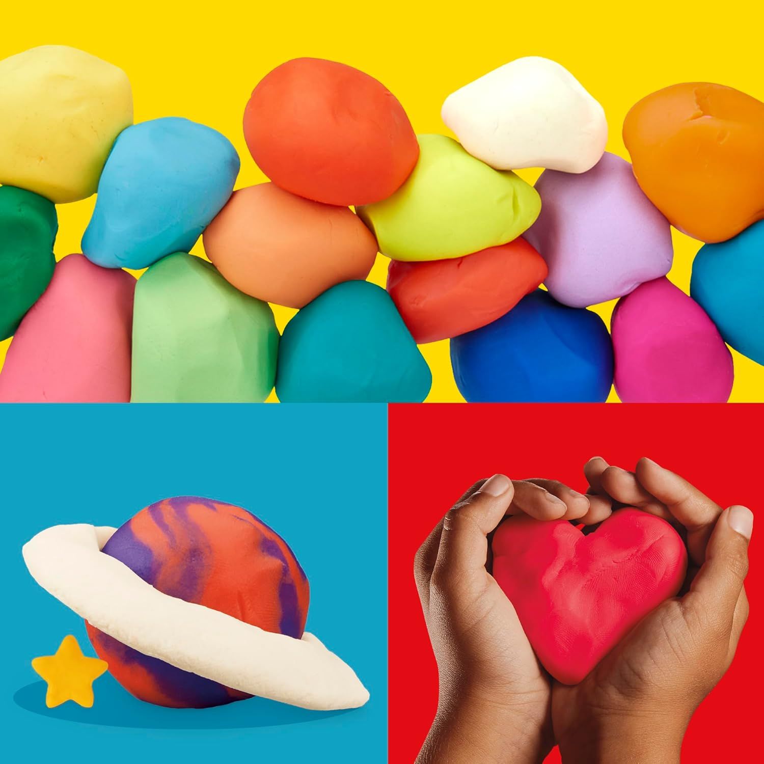 Demonstrates the product's versatility by showing multiple creative applications and shapes that can be made, appealing to parents and children looking for open-ended play possibilities.