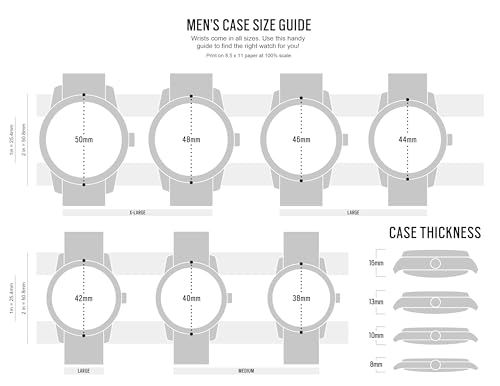 Helps shoppers understand the physical dimensions of different watch case sizes to choose the right fit for their wrist and style preference.