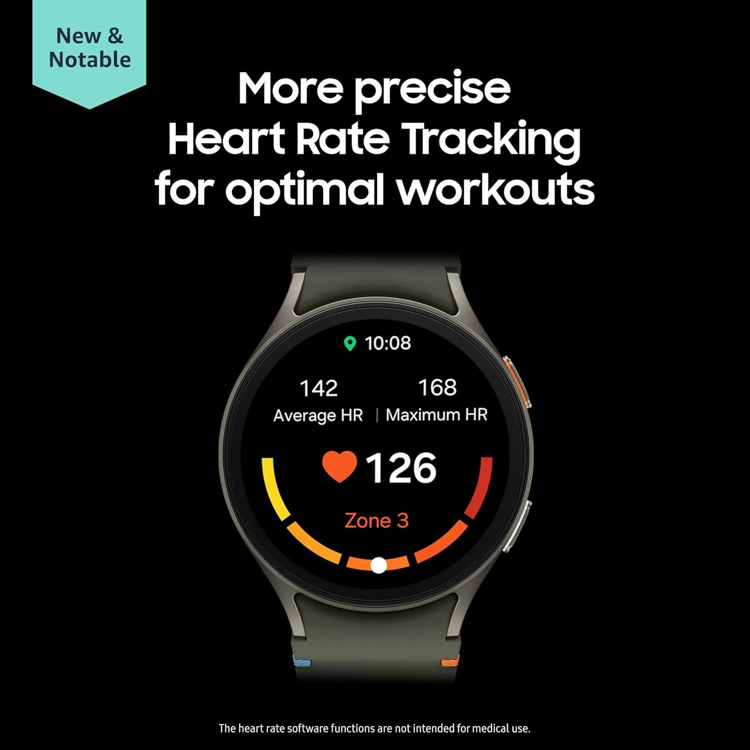 Highlights the smartwatch's advanced heart rate monitoring capability to reassure fitness-focused shoppers that they can optimize their workouts with accurate real-time data.
