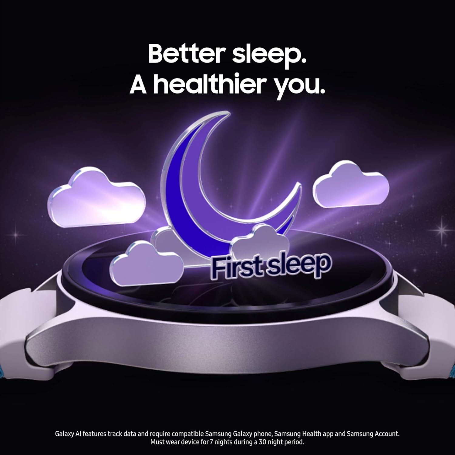Communicates the core benefit of the product—improved sleep quality leading to better overall health—using emotional brand messaging and sleep-related visual cues.