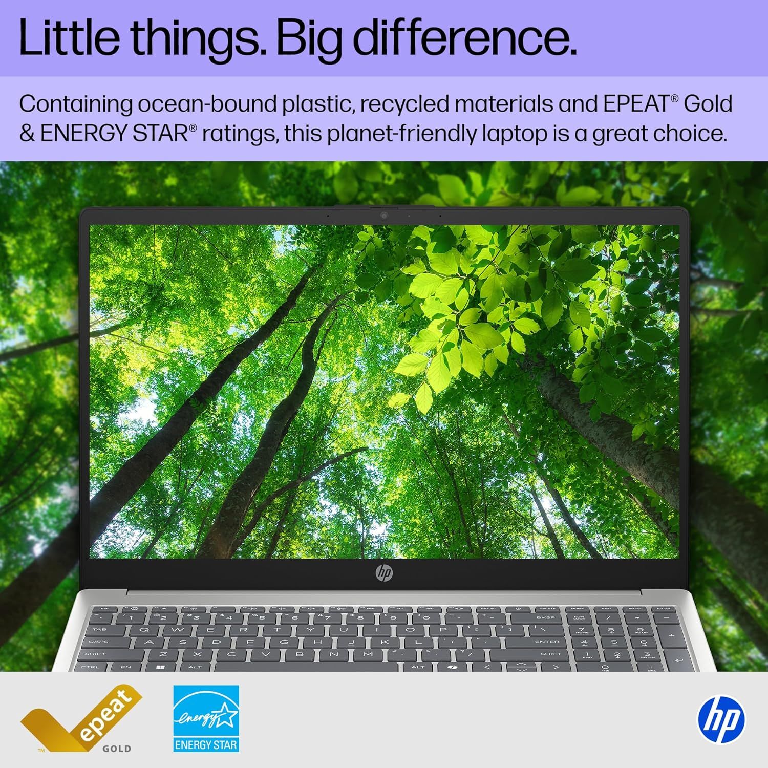 Communicates the laptop's environmental credentials and certifications to reassure eco-conscious shoppers that this is a sustainable, planet-friendly choice. Highlights the overarching benefit of…