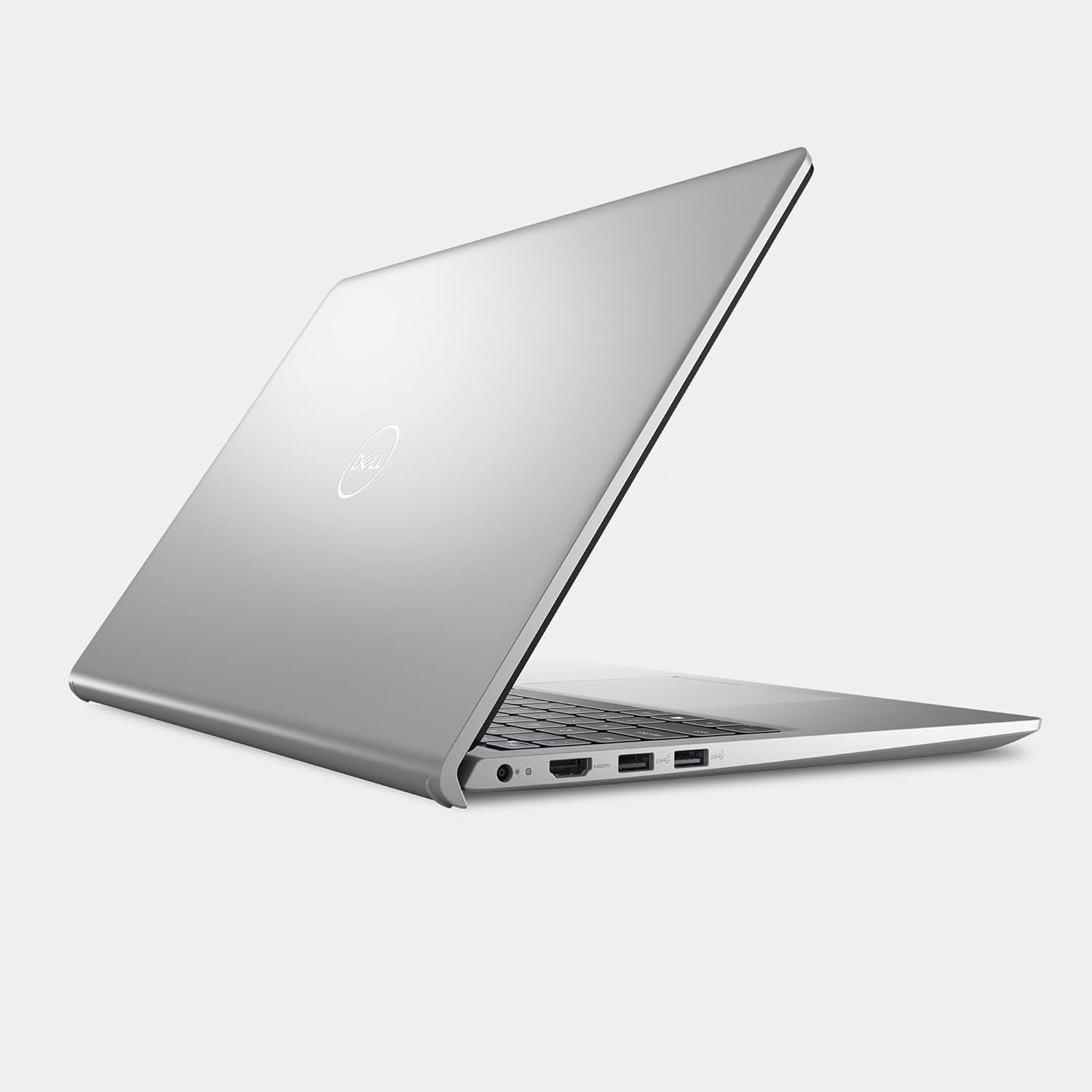 Provides a clean, catalog-style view of the laptop from a rear angle to show the design, ports, and overall form factor without distractions.