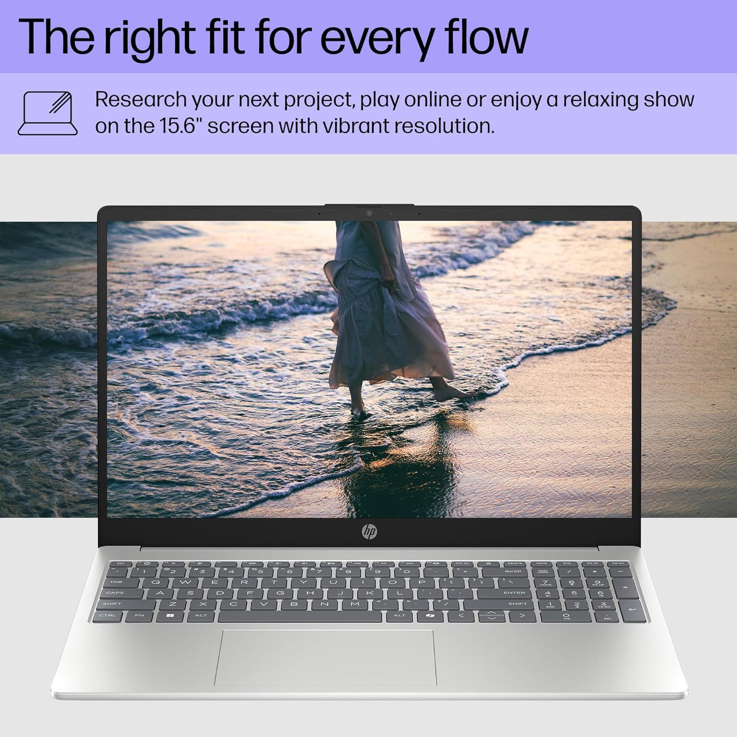 Demonstrates the laptop's versatility by showing it can be used for research, gaming, and entertainment, appealing to shoppers looking for an all-purpose device. Highlights the laptop's 15.6 inch…