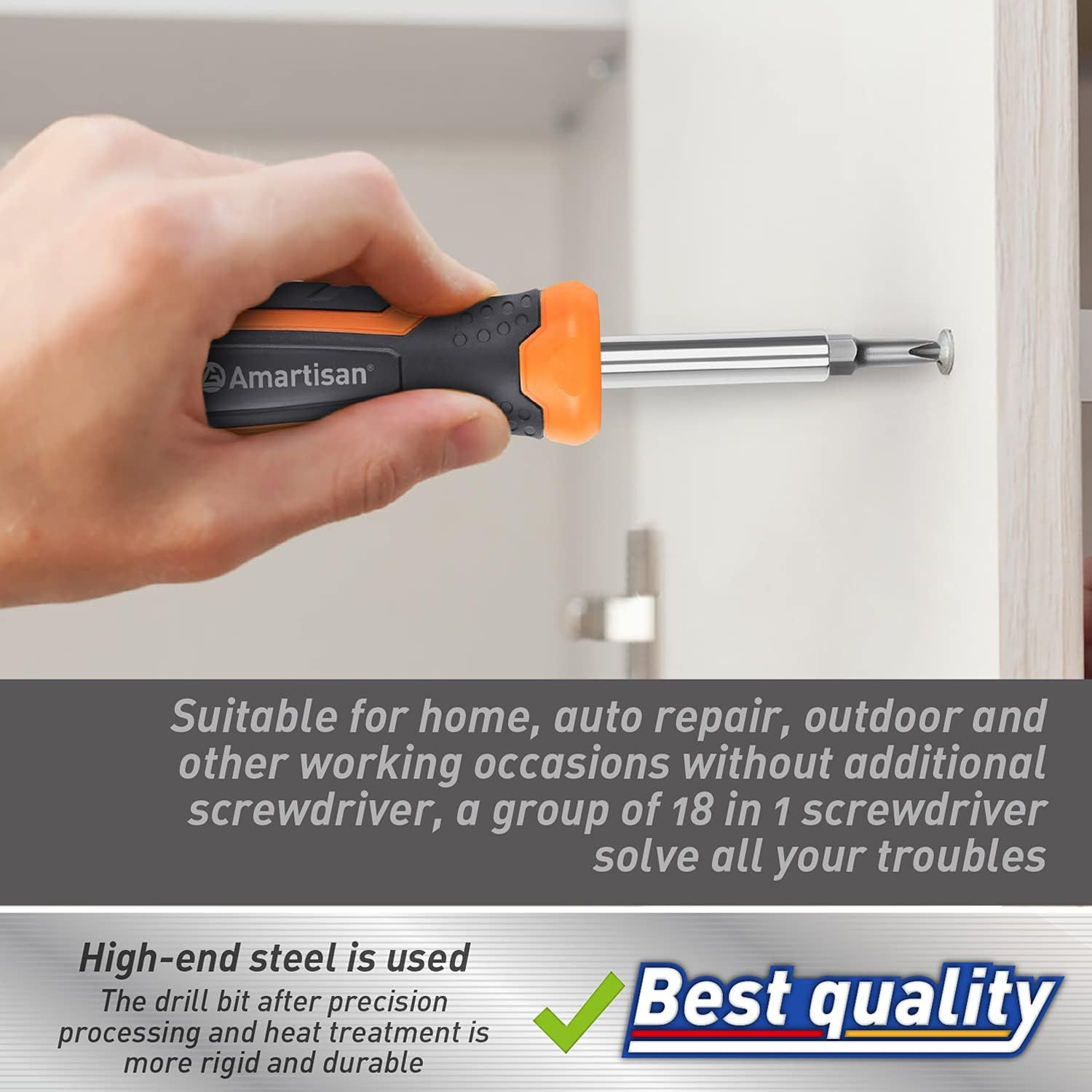 Demonstrates the versatility of the screwdriver by showing it can be used across multiple scenarios including home, auto repair, outdoor, and other working occasions. Highlights multiple selling…