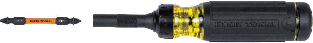 Provides a clean, catalog-style view of the Klein Tools screwdriver product to show its physical appearance and branding without distractions.