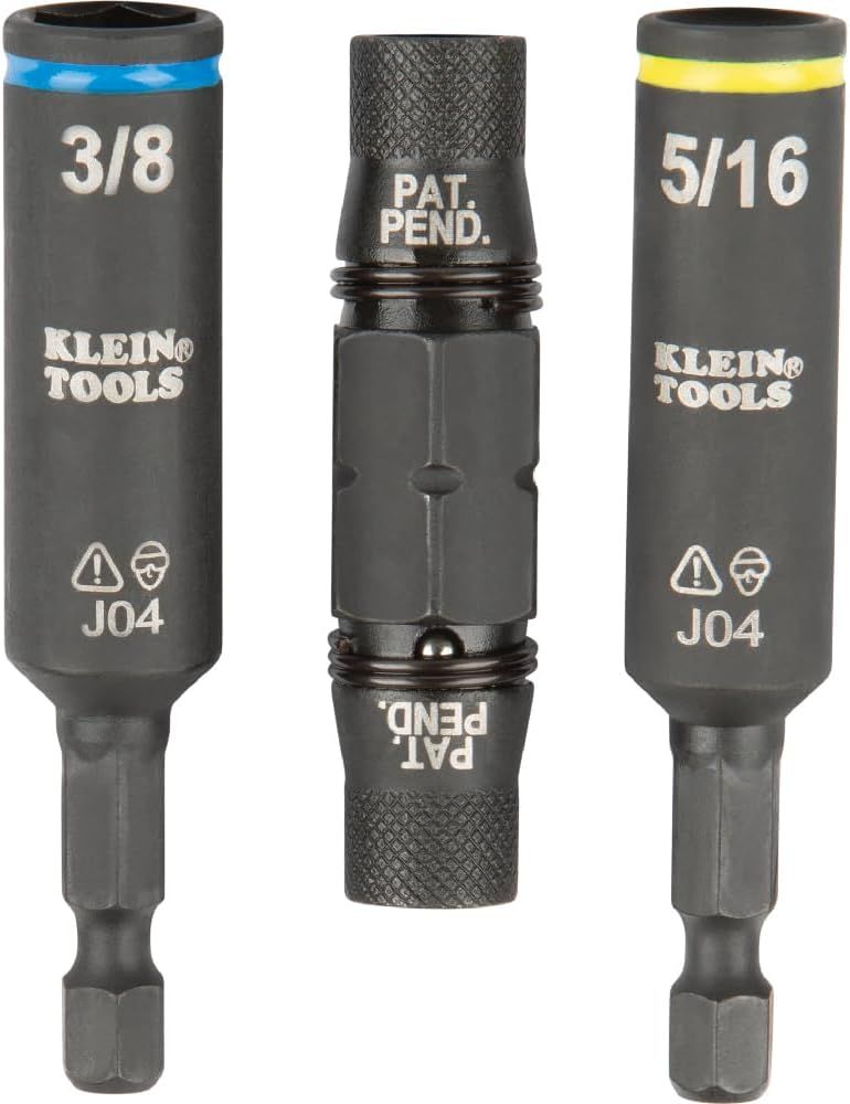 Provides a clean, catalog-style view of the Klein Tools socket set to show the physical product clearly without distractions.
