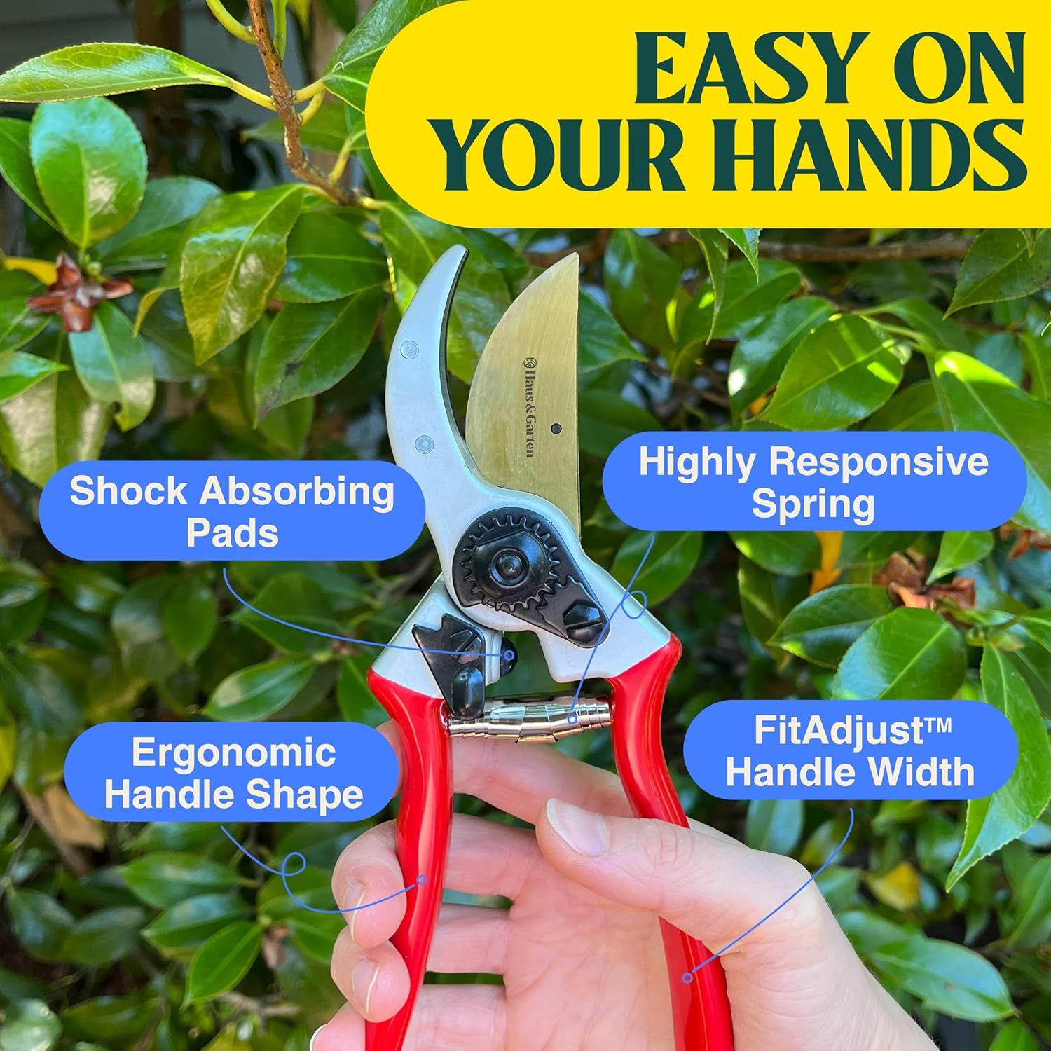 Breaks down the physical components and design features of the pruning shears to show shoppers what makes the tool comfortable and effective to use. Highlights multiple distinct benefits of the…