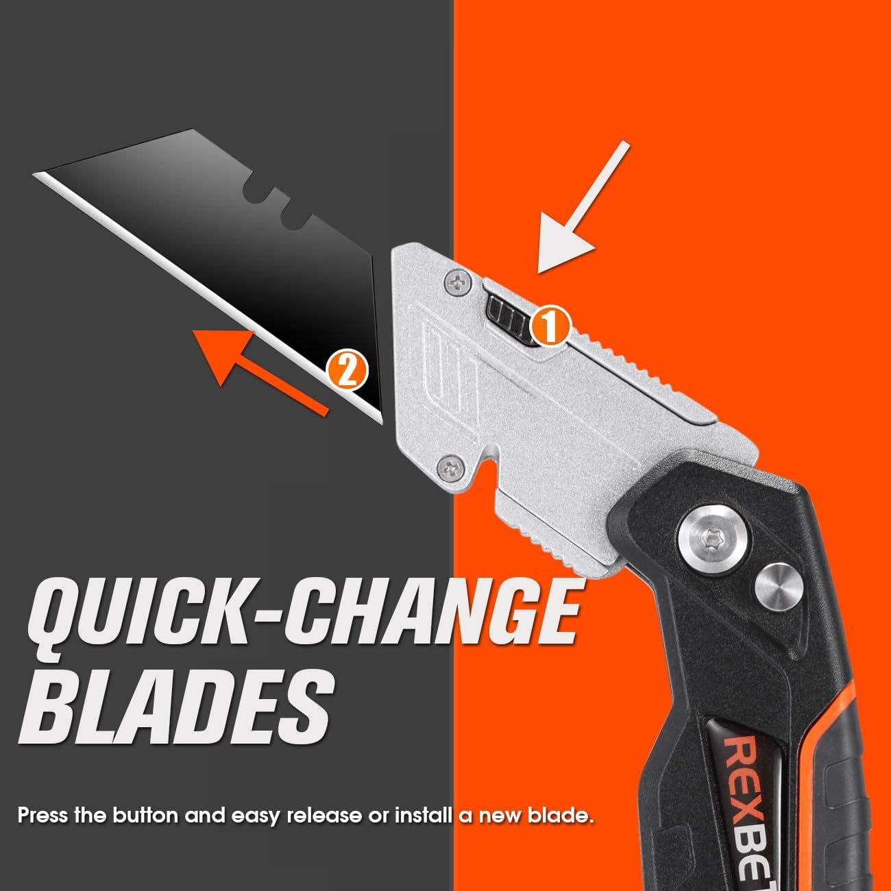 Demonstrates the simple two-step process for releasing and installing replacement blades, reassuring shoppers that blade changes are fast and easy. Highlights the convenience and ease of the…