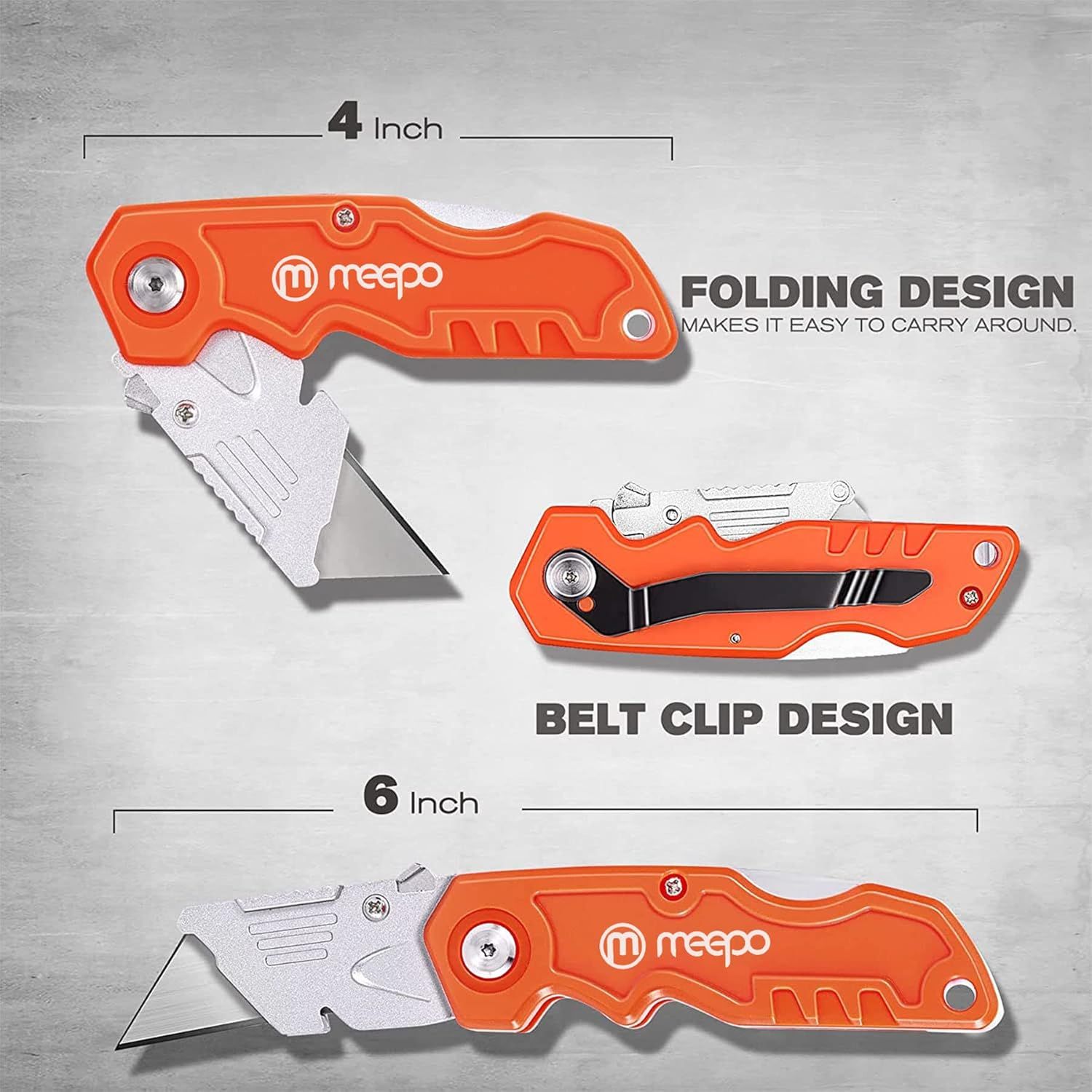 Communicates the physical dimensions of the product in both folded (4 inch) and unfolded (6 inch) states, helping shoppers understand its compact, portable size. Highlights the folding mechanism and…