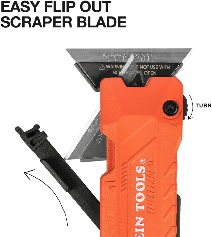 Demonstrates how the scraper blade flips out and the turning mechanism works, helping shoppers understand the product's physical design and ease of blade access. Highlights the convenience of the…