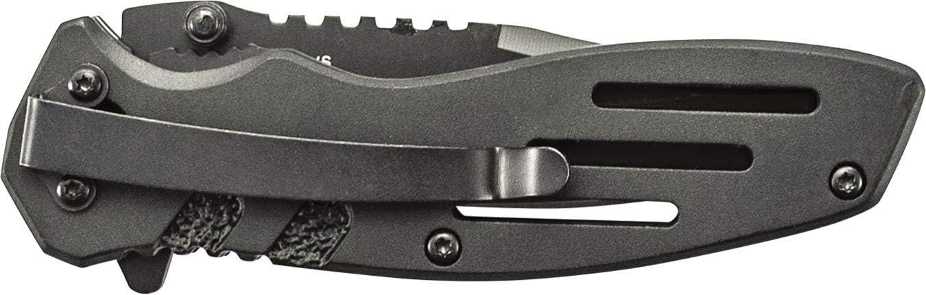 Provides a clear, distraction-free view of the folding knife's design and construction for catalog purposes.
