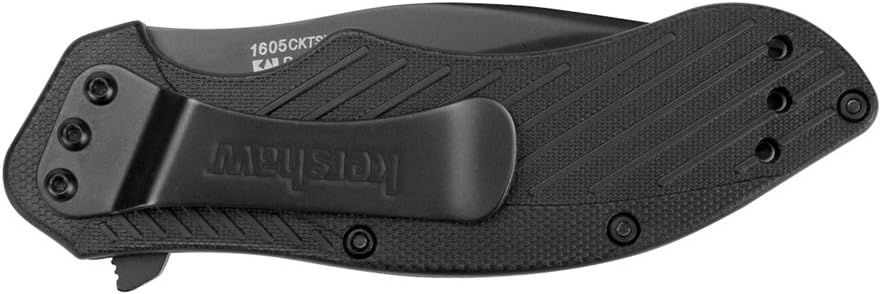 Provides a clean, catalog-style view of the knife showing its design, handle texture, and clip mechanism without distractions.