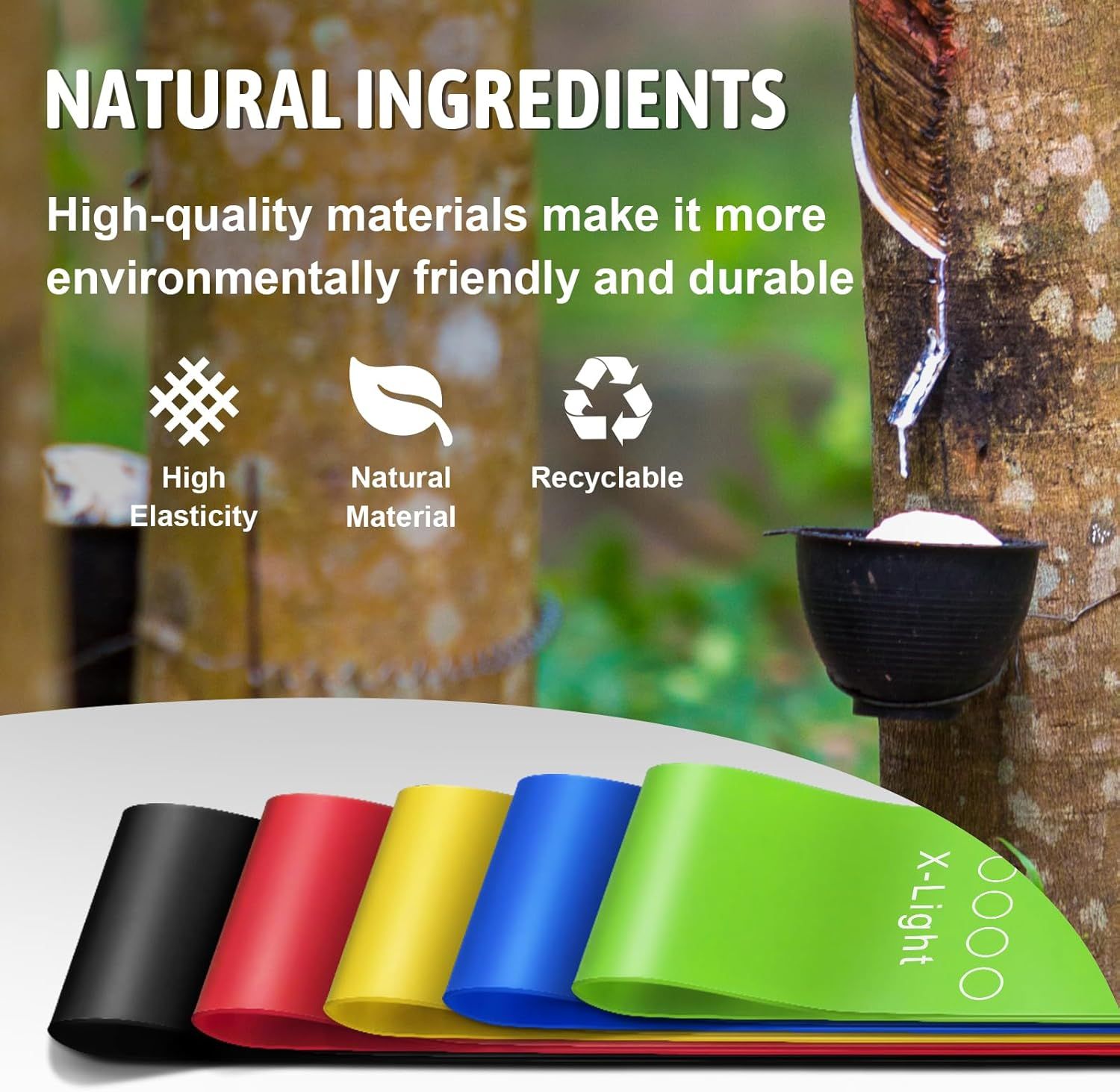 Communicates that the product is made from natural, high-quality, recyclable materials to reassure environmentally conscious shoppers about sustainability and durability. Highlights three distinct…